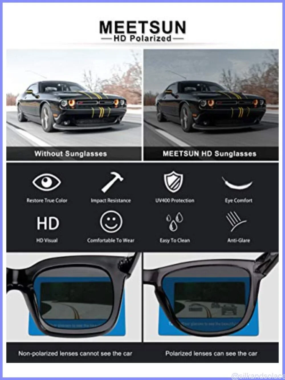 Polarized Sunglasses UV Protection TAC Lens Adult Unisex Retro Square